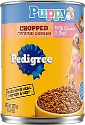 Pedigree Chopped Ground Dinner with Chicken & Beef Puppy Canned Wet Dog Food, 13.2-oz, case of 12