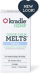 Kradle Chicken Flavored Quick Calm Melts Broad Spectrum Hemp Extract Calming Health Supplement for Medium Dogs, 10 count slide 2 of 8
