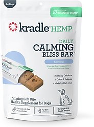 Kradle Bliss Bar Peanut Butter Flavored Soft Bite Calming Broad Spectrum Hemp Extract Health Supplement for Dogs, 6 count
