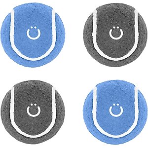 Ubbi Tennis Ball Tough Dog Toy, 4 pack, Blue & Charcoal