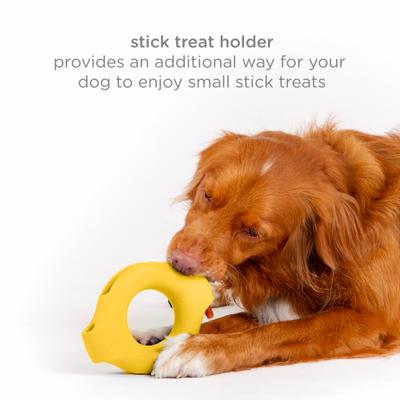 Show full view: Ubbi Kibbler Tough Dog Treat Dispenser Toy, Yellow slide 5 of 7