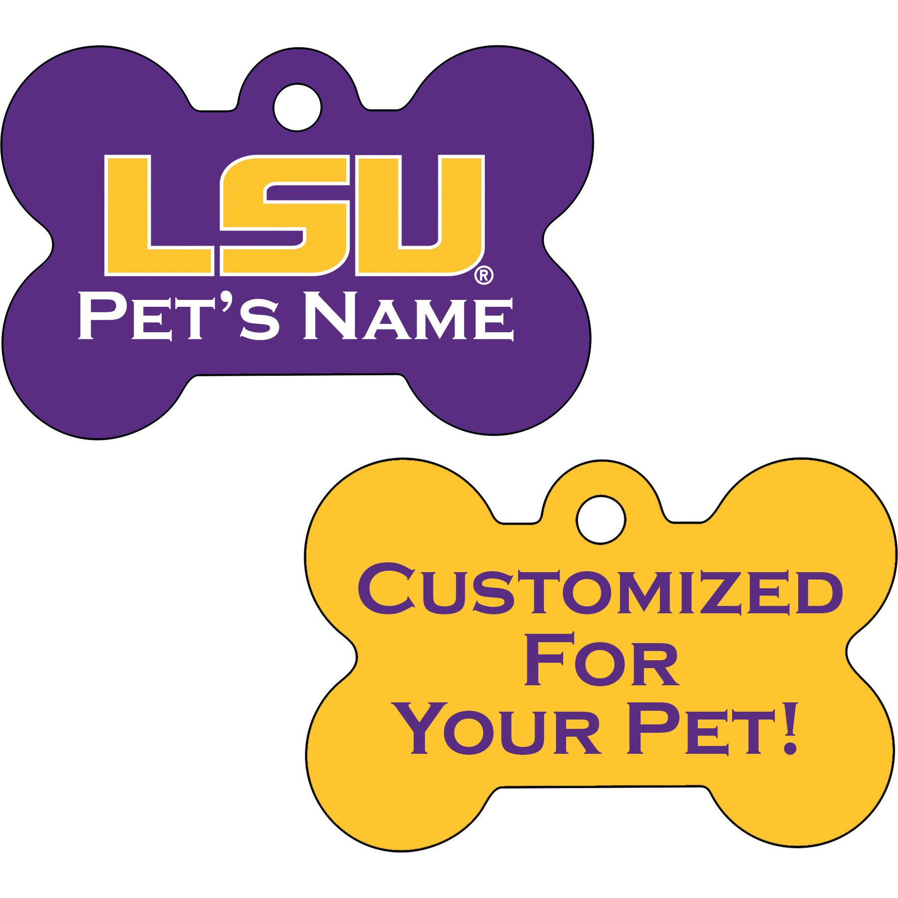 ShopInstaPets NCAA Personalized Dog Tag, Louisiana State Tigers