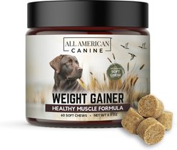 All American Canine High-Calorie Weight Gainer Protein Chews Dog Supplement, 60 count