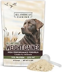 All American Canine High-Calorie Weight Gainer Protein Powder Dog Supplement, 1.5-lb bag