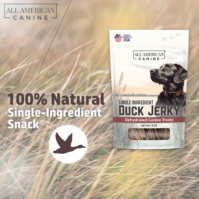 Show full view: All American Canine Dehydrated Duck Jerky Dog Treats, 8-oz slide 5 of 9