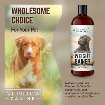 Show full view: All American Canine High-Calorie Weight Gainer Protein Liquid Dog Supplement, 16-fl oz bottle slide 7 of 7