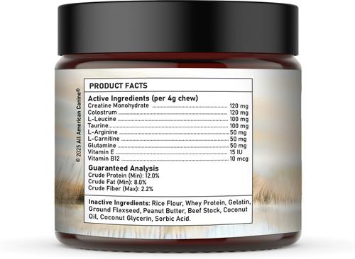 Show full view: All American Canine High-Calorie Weight Gainer Protein Chews Dog Supplement, 60 count slide 3 of 7