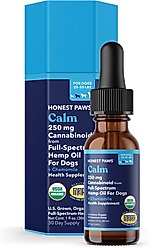Honest Paws Full-Spectrum Hemp Oil Tincture for Dogs 25-50-lbs, 250-mg, Calm Blend, 30-mL