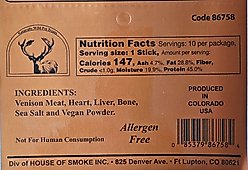 Naturally Wild Pet Treats Venison Stick Dehydrated Dog Treats, 10 count slide 2 of 4