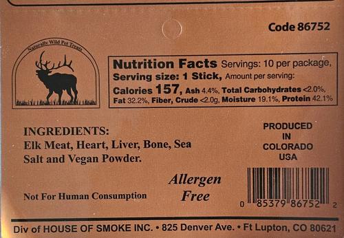 Show full view: Naturally Wild Pet Treats Elk Stick Dehydrated Dog Treats, 10 count slide 3 of 5