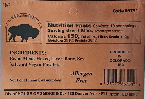 Show full view: Naturally Wild Pet Treats Bison Stick Dehydrated Dog Treats, 10 count slide 3 of 5