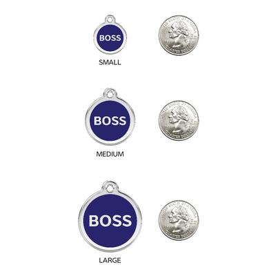 Show full view: Red Dingo Boss Stainless Steel Personalized Dog & Cat ID Tag, Dark Blue, Large slide 6 of 7