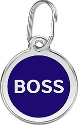 Red Dingo Boss Stainless Steel Personalized Dog & Cat ID Tag, Dark Blue, Large