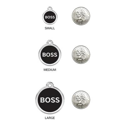 Show full view: Red Dingo Boss Stainless Steel Personalized Dog & Cat ID Tag, Black, Large slide 5 of 7