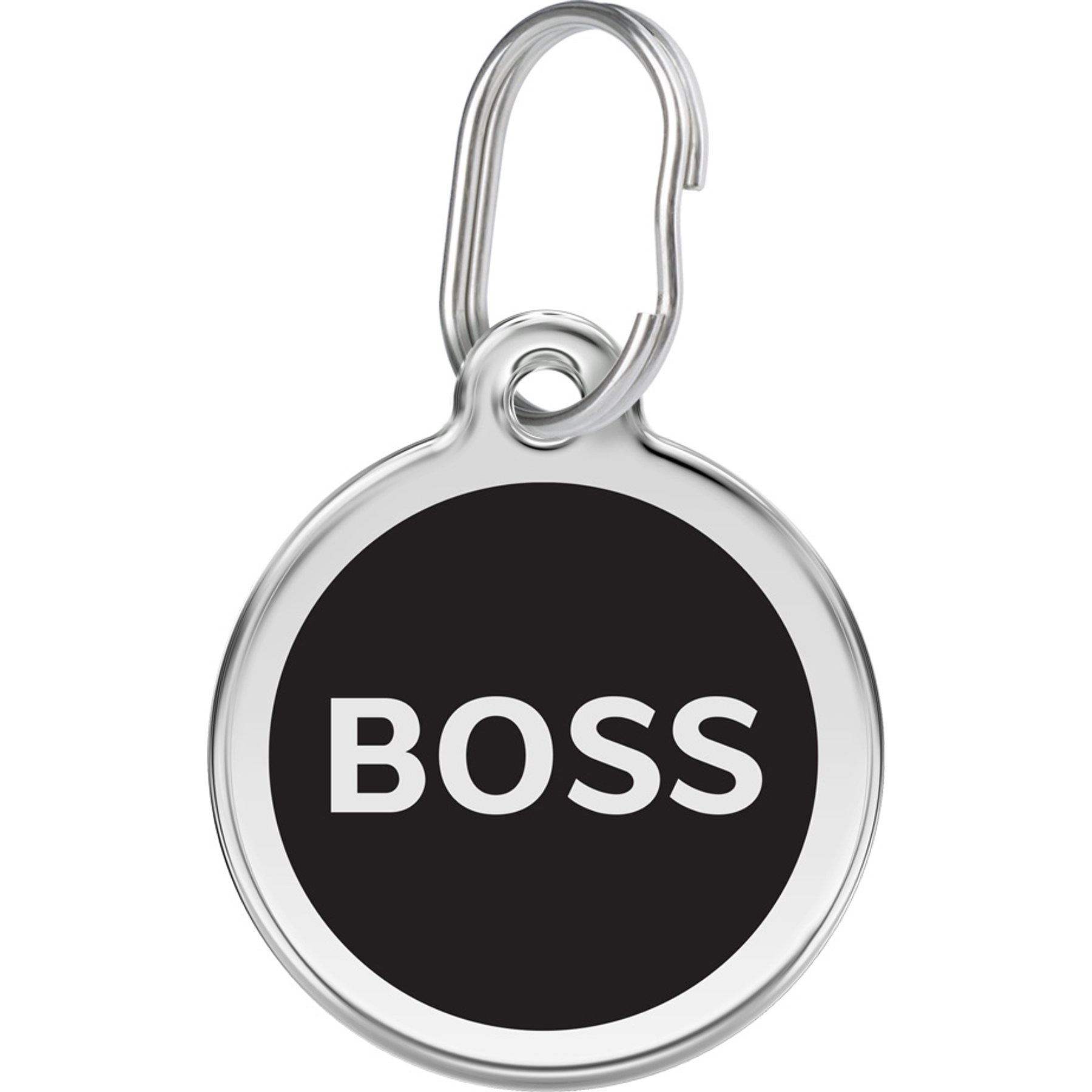 Red Dingo Boss Stainless Steel Personalized Dog & Cat ID Tag, Black, Small
