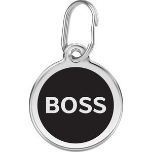 Red Dingo Boss Stainless Steel Personalized Dog & Cat ID Tag, Black, Medium