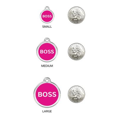 Show full view: Red Dingo Boss Stainless Steel Personalized Dog & Cat ID Tag, Hot Pink, Medium slide 6 of 7