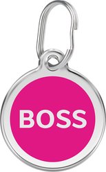 Red Dingo Boss Stainless Steel Personalized Dog & Cat ID Tag, Hot Pink, Medium slide 1 of 6