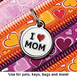 Red Dingo I Love Mom Stainless Steel Personalized Dog & Cat ID Tag, White, Medium slide 2 of 9