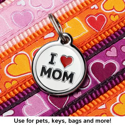 Show full view: Red Dingo I Love Mom Stainless Steel Personalized Dog & Cat ID Tag, White, Medium slide 9 of 9