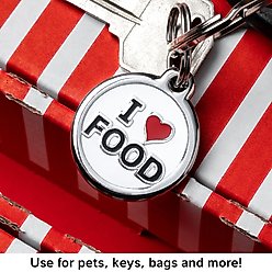 Red Dingo I Love Food Stainless Steel Personalized Dog & Cat ID Tag, White, Small slide 2 of 9