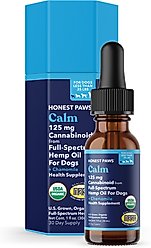 Honest Paws Full-Spectrum Hemp Oil Tincture for Dogs Less Than 25-lbs, 125-mg, Calm Blend, 30-mL
