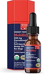 Honest Paws Full-Spectrum Hemp Oil Tincture for Dogs 25-50-lbs, 250-mg, Mobility Blend, 30-mL