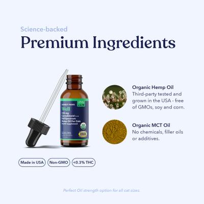 Show full view: Honest Paws Full-Spectrum Hemp Oil Tincture for Cats Less Than 25-lbs, 125-mg, Well Blend, 30-mL slide 4 of 8