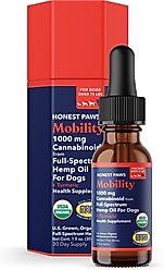Honest Paws Full-Spectrum Hemp Oil Tincture for Dogs Over 75-lbs, 1000-mg, Mobility Blend, 30-mL