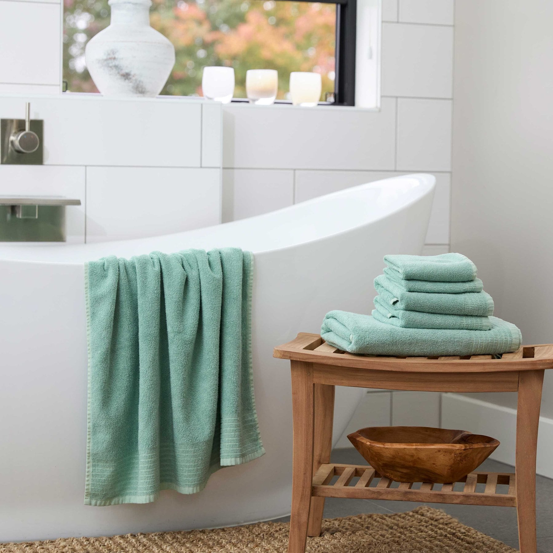 BedVoyage Viscose from Bamboo Cotton 650 GSM Absorbent & Odor Resistant Spa Towel Set, Seaglass, 6 count