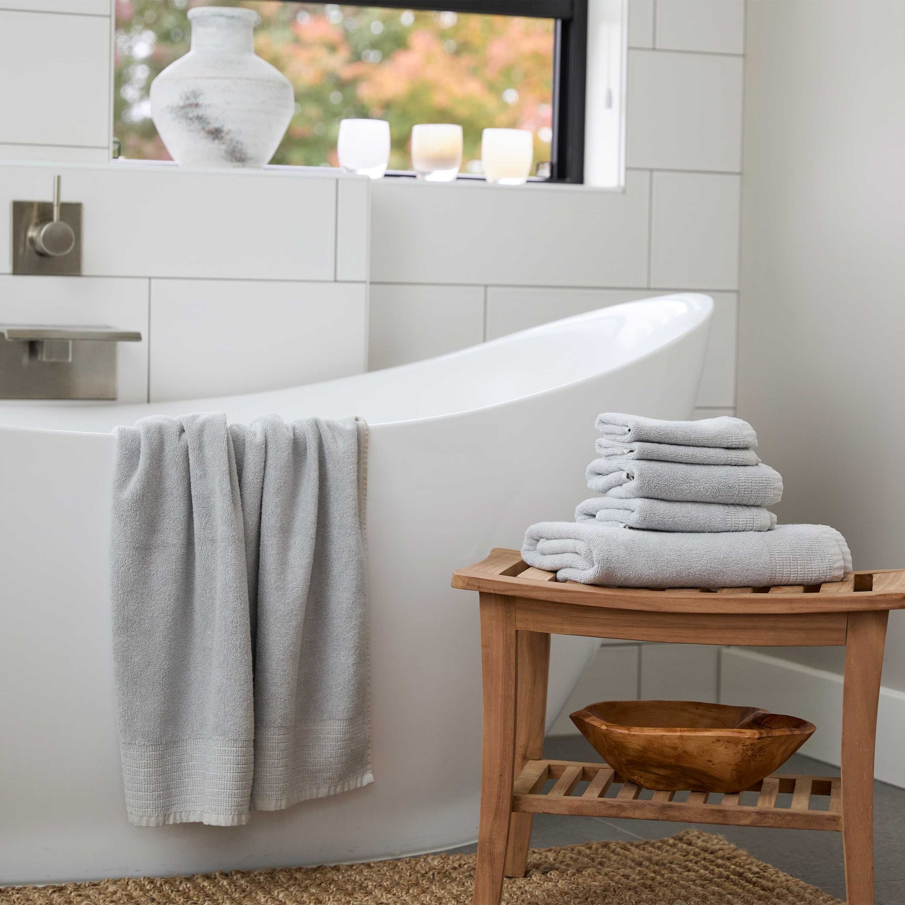 BedVoyage Viscose from Bamboo Cotton 650 GSM Absorbent & Odor Resistant Spa Towel Set, Stone, 6 count