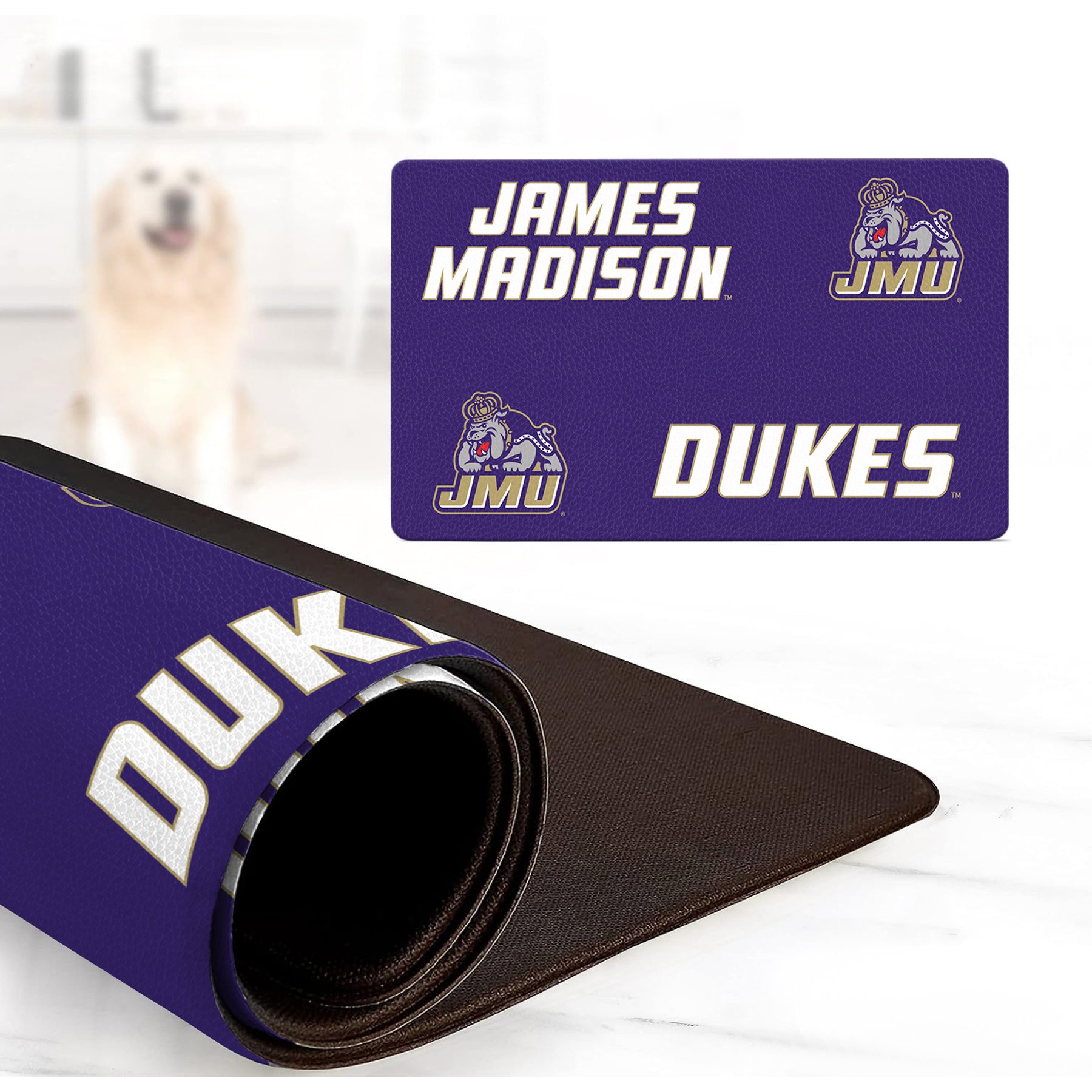 ShopInstaPets NCAA Dog Bowl Placemat, James Madison Dukes