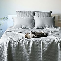 BedVoyage Luxury 100% Viscose from Bamboo Quilted Brick Coverlet, Stone, Queen