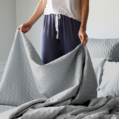 Show full view: BedVoyage Luxury 100% Viscose from Bamboo Quilted Brick Coverlet, Stone, Queen slide 5 of 10