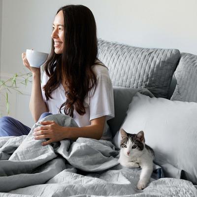 Show full view: BedVoyage Luxury 100% Viscose from Bamboo Quilted Brick Coverlet, Stone, Queen slide 3 of 10