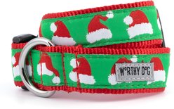 The Worthy Dog Christmas Santa Hats Dog Collar, Medium: 11 to 17-in neck, 1-in wide