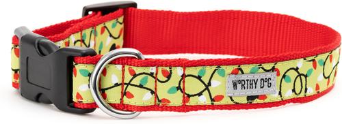 Show full view: The Worthy Dog Christmas Lit Dog Collar, Medium: 11 to 17-in neck, 1-in wide slide 2 of 5