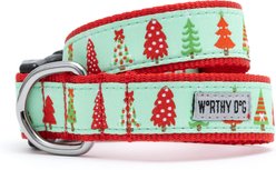 The Worthy Dog Christmas Holiday Trees Dog Collar, X-Small: 5 to 11-in neck, 1/2-in wide slide 1 of 4