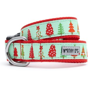 The Worthy Dog Christmas Holiday Trees Dog Collar, Large: 14 to 20-in neck, 1-in wide