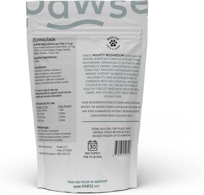 Show full view: Pawse Mighty Mushrooms Digestive Aid Supplement for Dogs, 60 count slide 3 of 4