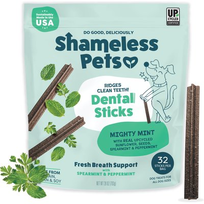 Shameless Pets Shameless Pets Mighty Mint Dog Dental Sticks, 32 count