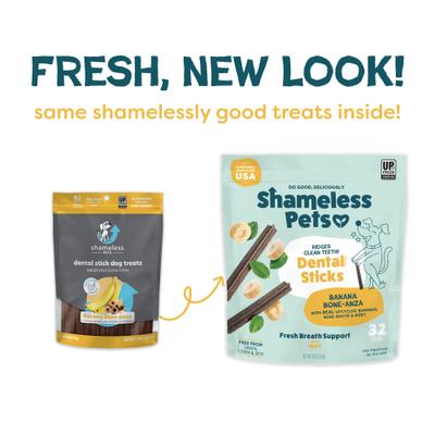 Show full view: Shameless Pets Dental Sticks Banana & Mint Dog Treats, 32 count slide 3 of 10