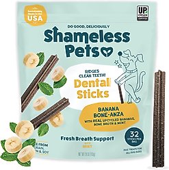 Shameless Pets Dental Sticks Banana & Mint Dog Treats, 32 count