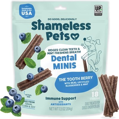Shameless Pets Shameless Pets The Tooth Berry Dog Dental Sticks, Mini, 7.2-oz bag