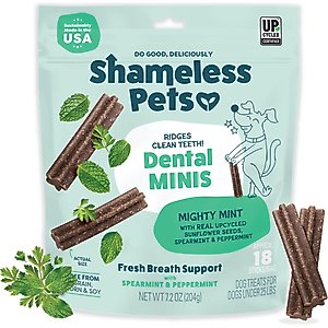 Shameless Pets Mighty Mint Dog Dental Sticks, Mini, 7.2-oz bag
