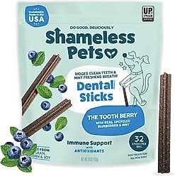 Shameless Pets Blueberry & Mint Dental Dog Treats, 32 count