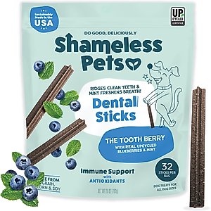 Shameless Pets Blueberry & Mint Dental Dog Treats, 32 count