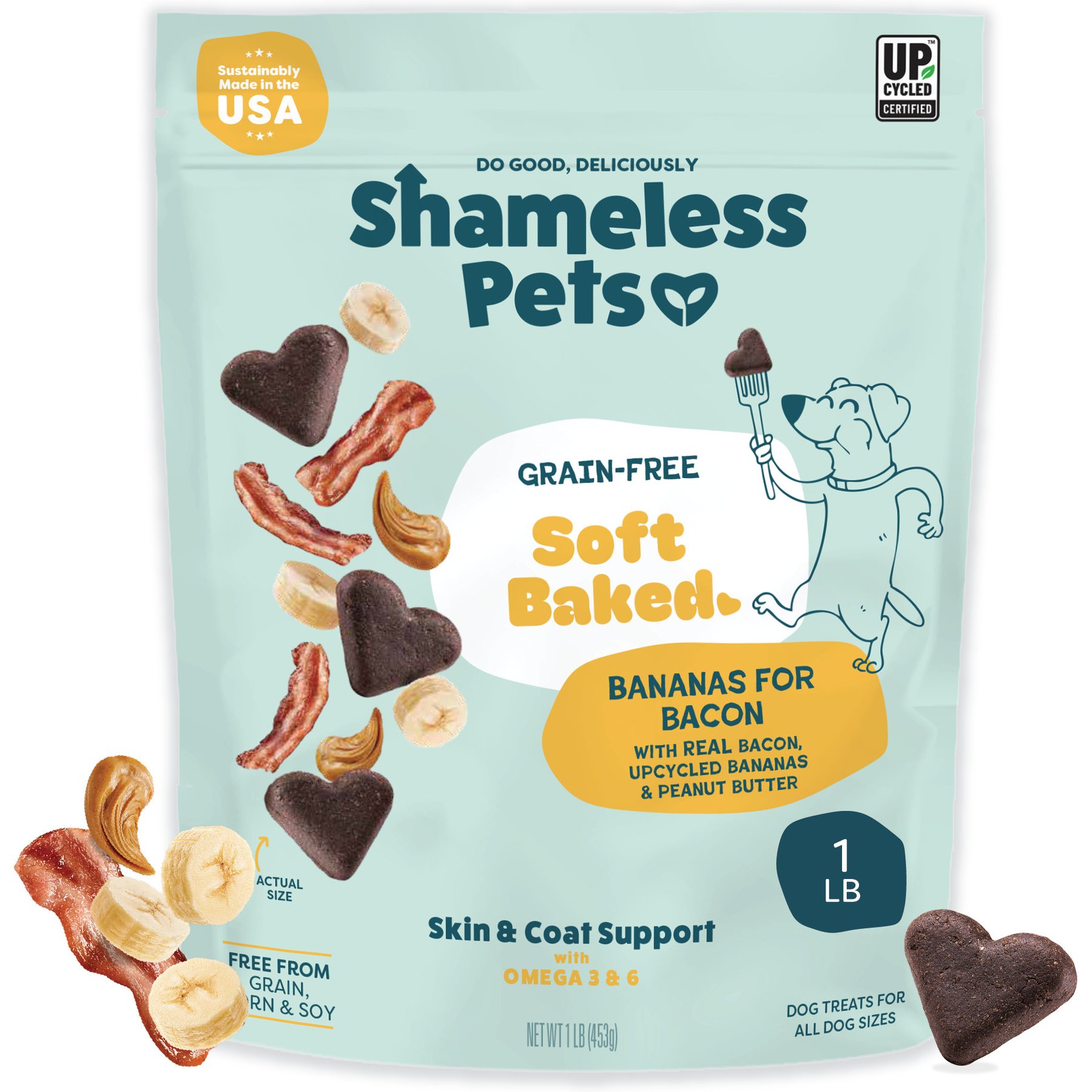 Shameless Pets Bacon, Banana, & Peanut Butter Soft Baked Dog Treats, 1-lb bag