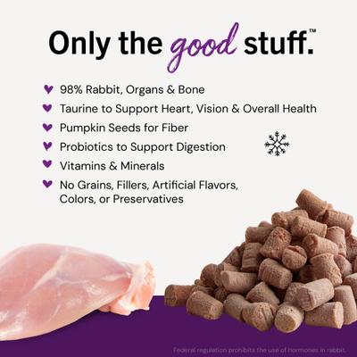 Show full view: Stella & Chewy's Frozen Absolutely Rabbit Morsels Grain-Free Frozen Cat Food, 1-lb bag, case of 4 slide 3 of 11