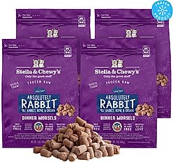 Stella & Chewy's Frozen Absolutely Rabbit Morsels Grain-Free Frozen Cat Food, 1-lb bag, case of 4